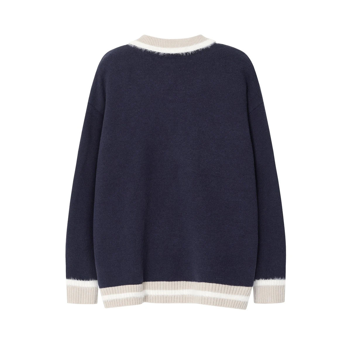 High Street Color Match Letter Turn-down Collar Knitted Swaters Men's and Women's Autumn Pullover Patchwork Wool Sweater