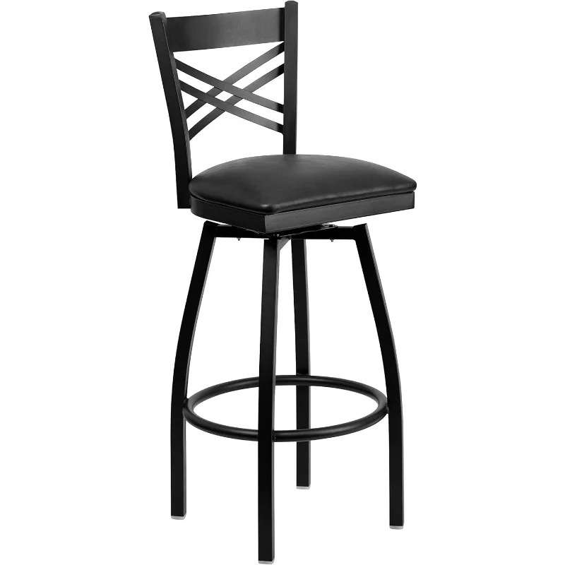 

Series "X" Back Metal Restaurant Barstool, Modern Upholstered Armless Bar Height Chair for Restaurants and Kitchens