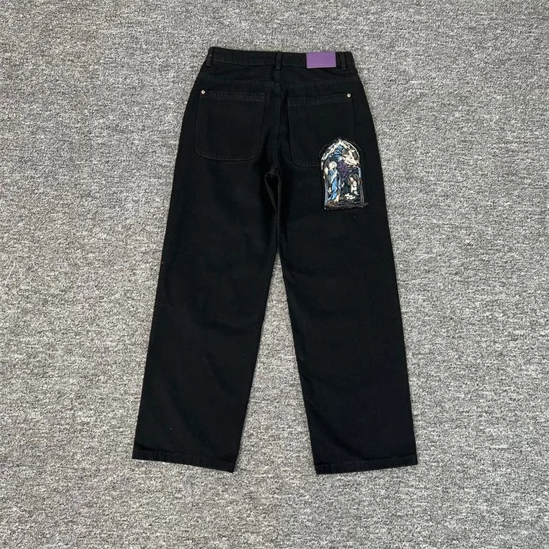 

Retro American Streetwear Embroidered Jeans Men's Trendy Straight Leg Wide Leg Pants Skateboard Pants Spring 2026