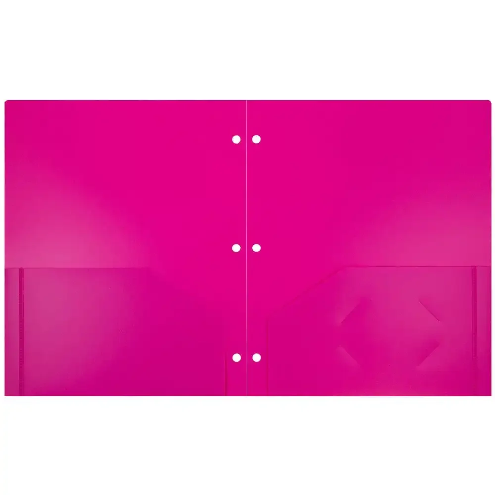 مجلدات مدرسية من البلاستيك شديدة التحمل بثلاث فتحات مع جيوب، 6 في كل عبوة