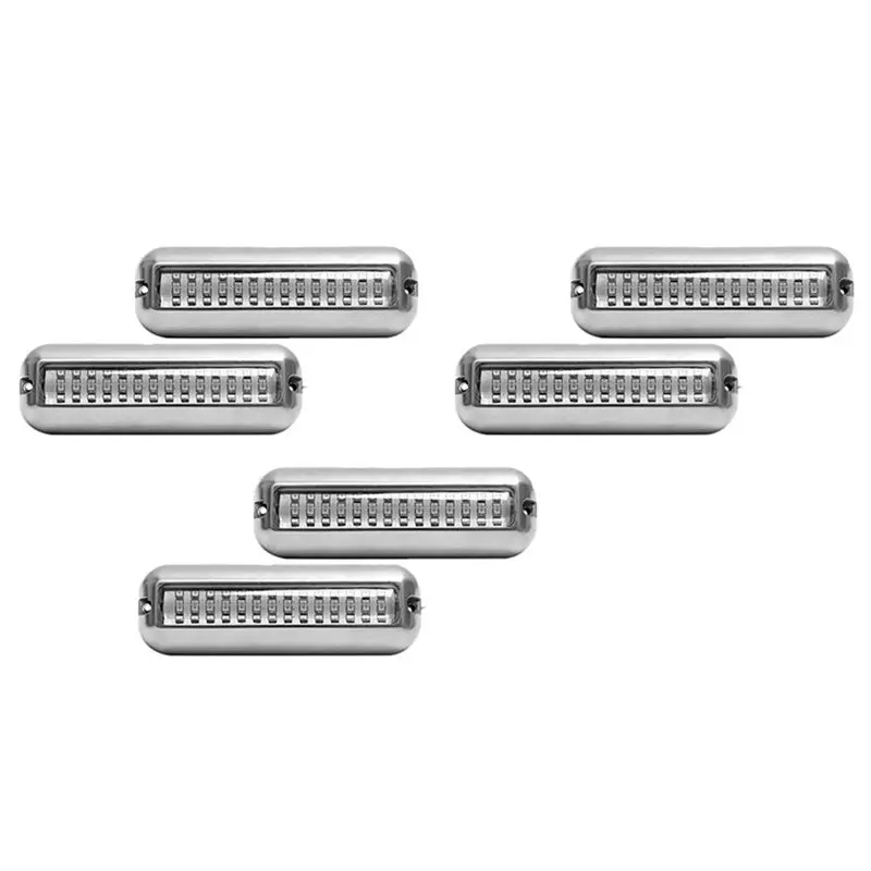 ABZC-6Pcs 42LED Boat Drain Light Boat Transom Light Blue Underwater Pontoon Marine Light