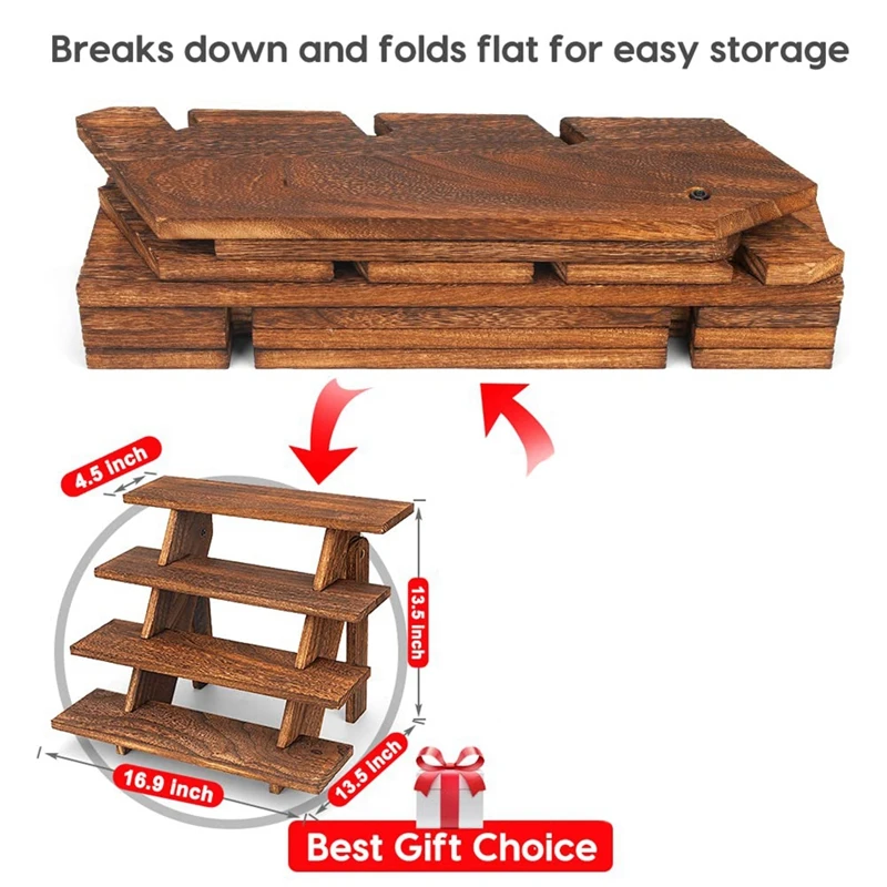 Wooden Display Stand Wood Cupcake Stands Tool Free, Rustic Risers For Display Perfect Craft Shelves Table Display Stand