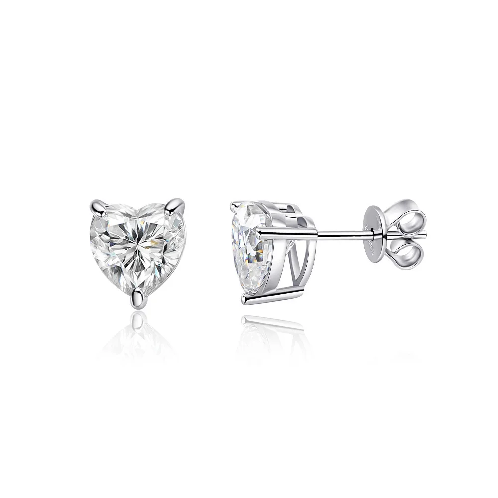 OEVAS 6.5mm Heart Moissanite Stud Earrings cultivate Emerald Earrings For Women S925 Sterling Silver Fine Jewelry view 4