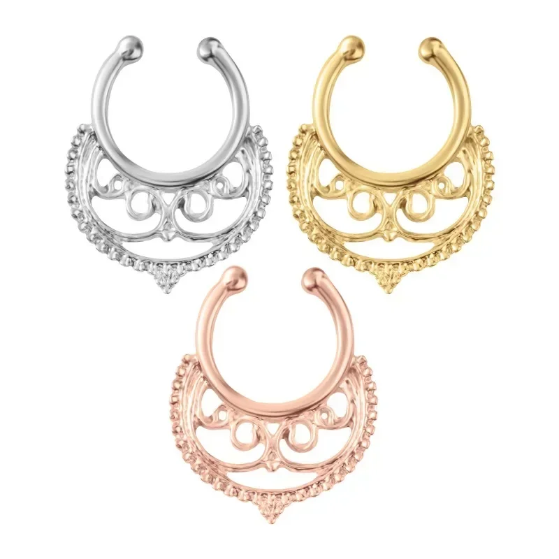 

Popular New 3-color Hollow Irregular Nose Ring Nose Clip U-shaped Body Piercing Jewelry