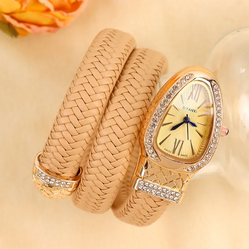 Watch Women Diamond Leather Bracelet Reloj Mujer New Serpentine Watch Fashion Creative Personality Quartz