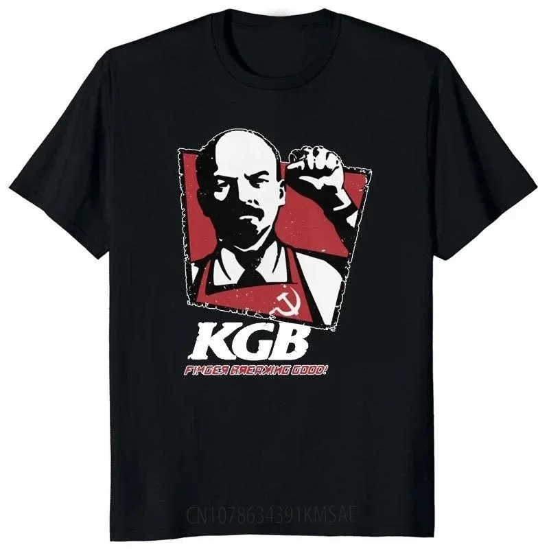 USSR Russia Vintage KGB Vladimir Lenin Cotton T Shirt Short Sleeved Communism Marxism Socialism Tee Casual Streetwear Tops