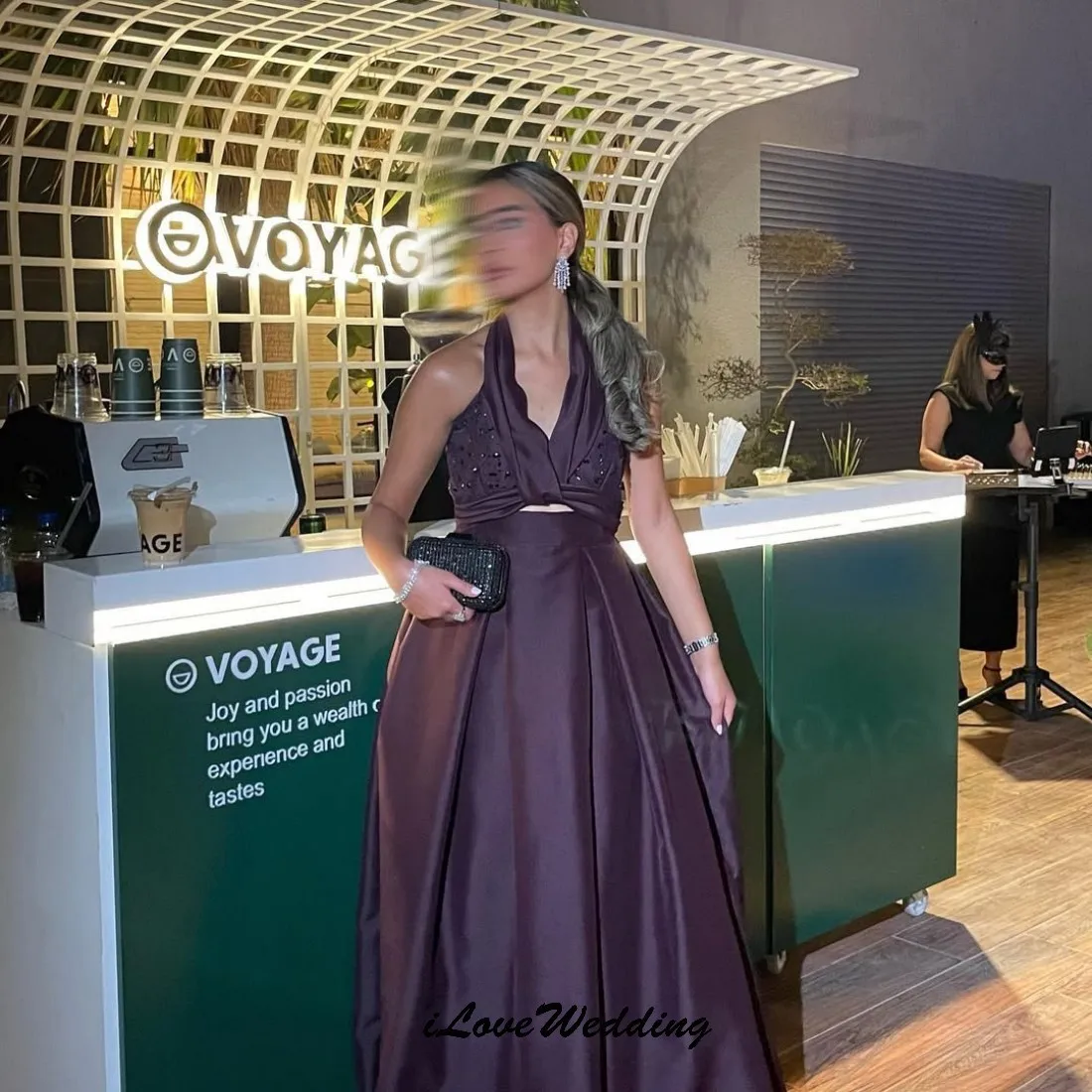 

Customized Halter Purple Prom Dress 2025 A-Line Elegnt Wedding Party Dress For Women Guest Sleeveless Evening Dress Floor Length
