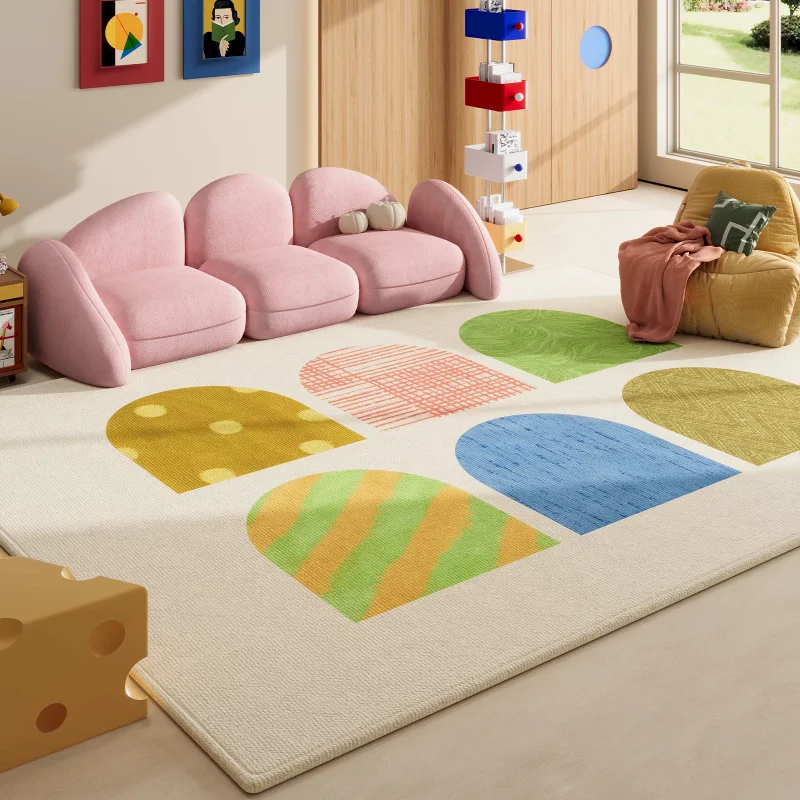 VIKAMA Colorful Arch Semi Circle Area Rug Geometric Carpet Living Room Floor Mat Washable Soft For Home Decor