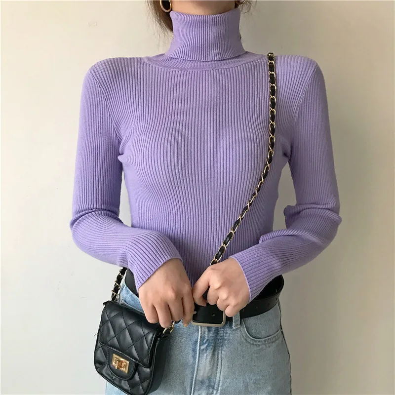 

2025 New Women's Turtleneck Cashmere Warm Sweater Long Sleeve Knit Soft Pullovers Jumpers Basic Solid Slim Sweaters Women Tops