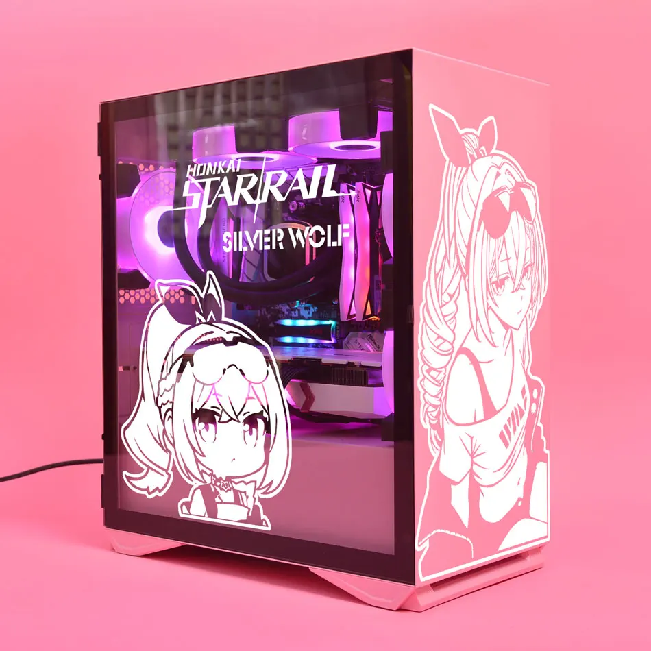 Silver Wolf Anime Stickers for PC Case,Star Rail Cartoon Decor Vinyl Decals for Atx Gaming Computer Chassis Skin,Waterproof view 2