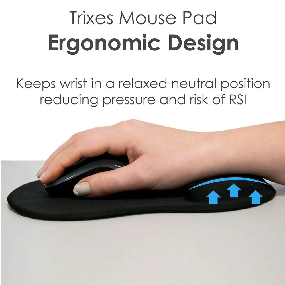 Black Mice Mat Ergonomic Memory Foam Wrist Rest Mouse Mat Keyboard Pad For PC Laptop