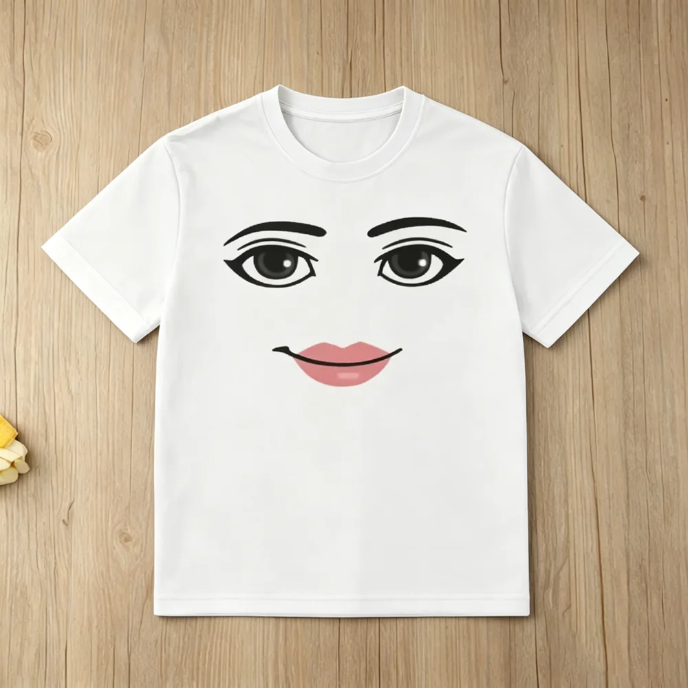 Novelty Roblox Face Game Meme Graphic T Shirts Summer Fashion Adult Short Sleeve Roblox Cartoon Printed Top Summer Kids T-shirt
