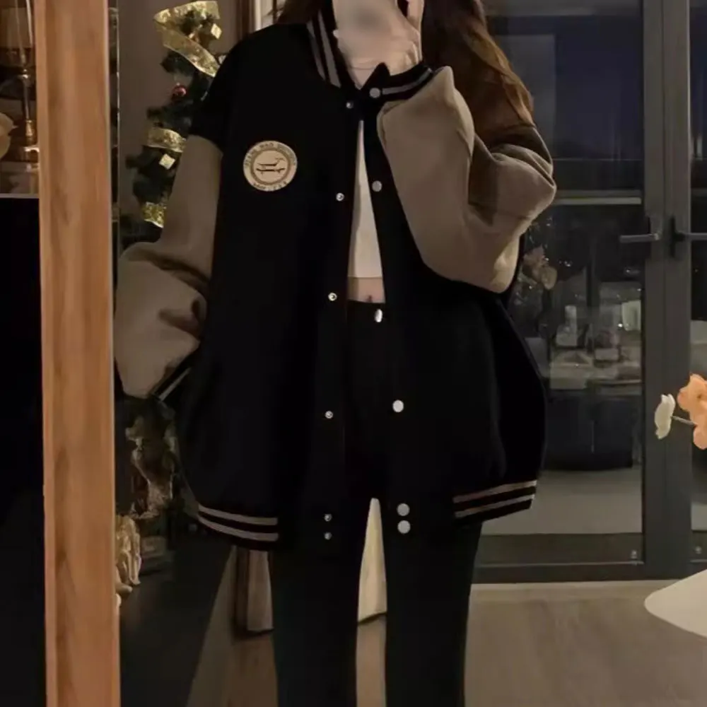 

Plus size plush thick cardigan sweatshirt casual retro loose fit fashionable top suitable for vacation home club wear