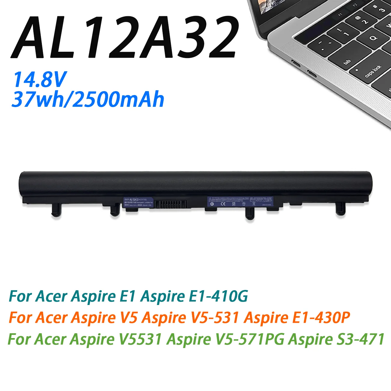 AL12A32 Laptop Battery For Acer FOR Aspire V5-171 431 431G 471 471G 531 571 V5-571G V5-571P 4CELLS batteia