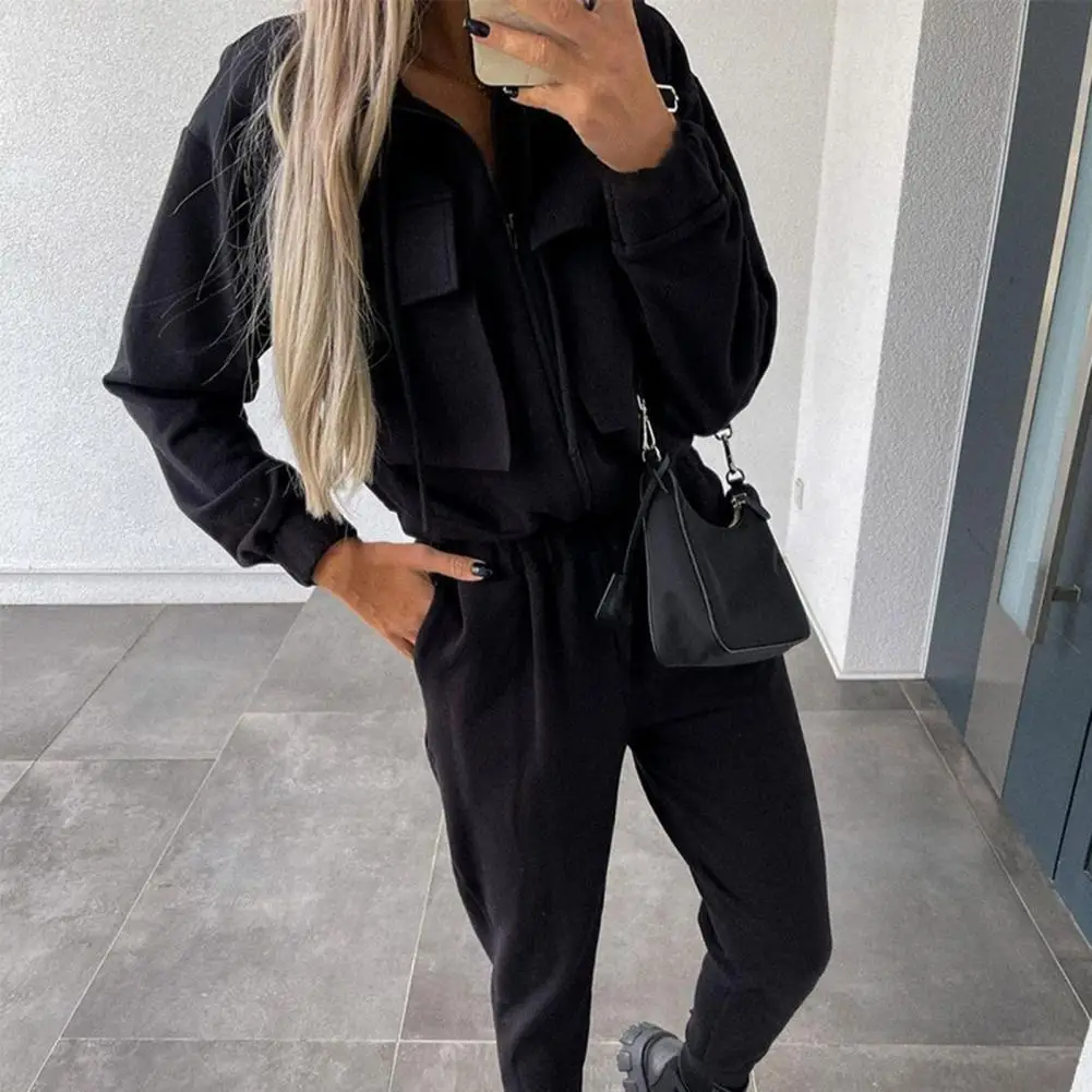 Autumn Casual Cargo Women 2 Pieces Set Fashion Solid Long Sleeve Zipper Coats Pants Sets Tracksuit Women ensemble jogging femme