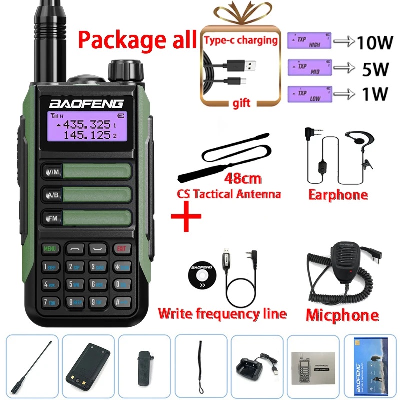 Baofeng UV-16 PROV210W Walkie Talkie IP68 Waterproof Amateur Transceiver Dual Band CB Ham Two Way Radio Type-C USB Fast Charger