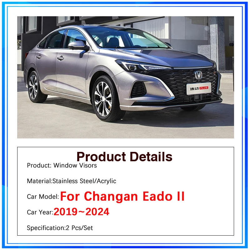 Fit For Changan Eado Plus II Sedan 2019~2024 Car Window Sun Rain Visors Rainproof Deflector Shelters Rain Guard Auto Accessories