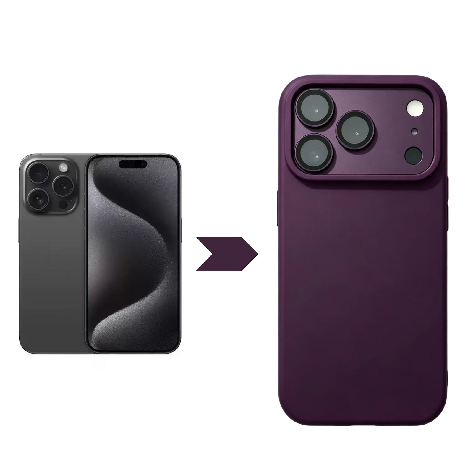 2-in-1 für iPhone 14 15 16 Pro Max, Wechselbar zu 18 17 Pro Max Hülle mit Kameraschutz, Silikon-Handyhülle mit Metall-Objektivfolie