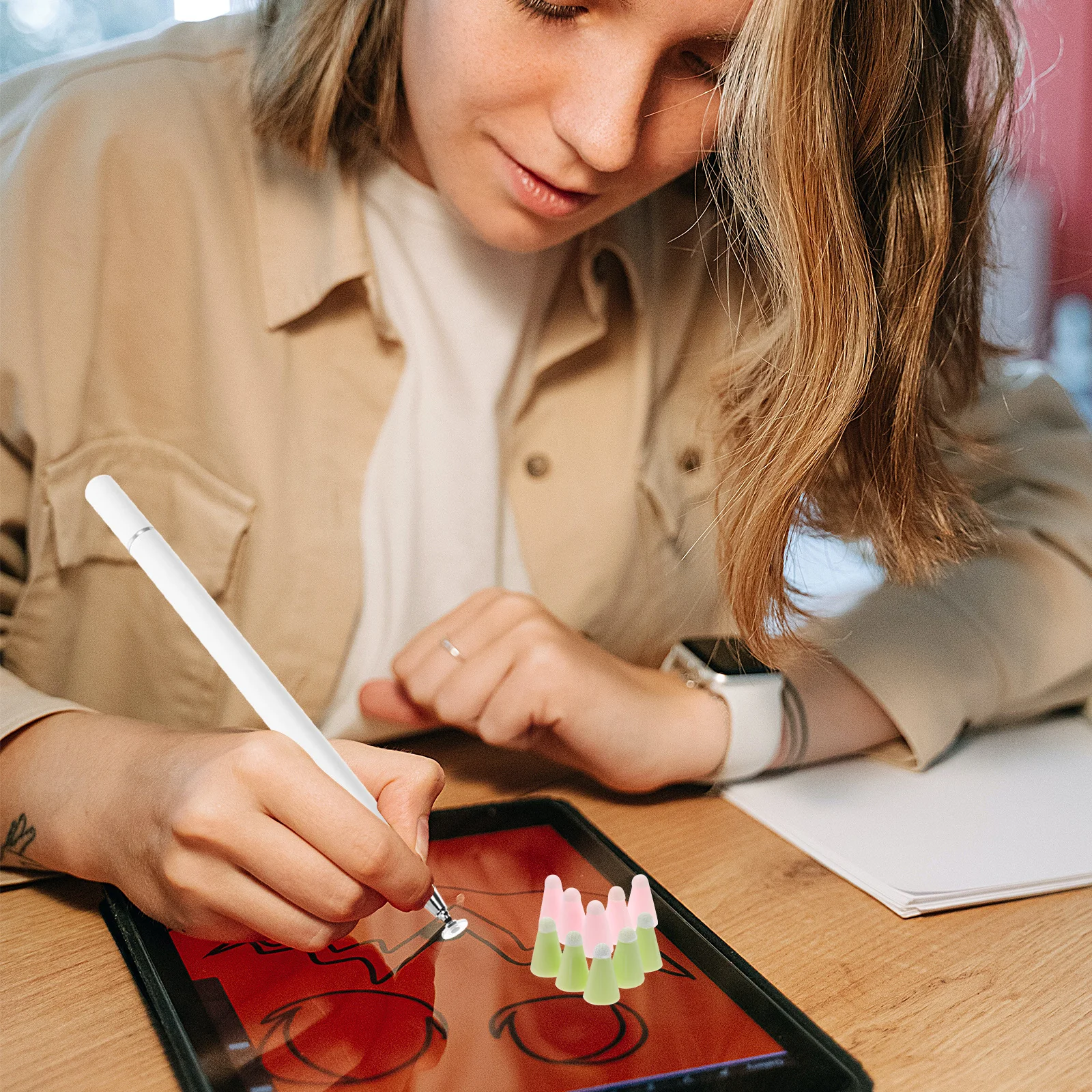 

10Pcs Fiber Stylus Pen Nib Cover Wear-Resistant Non-Slip Stylish Tablet Accessory for Pencil Capacitive Stylus Tip Cover