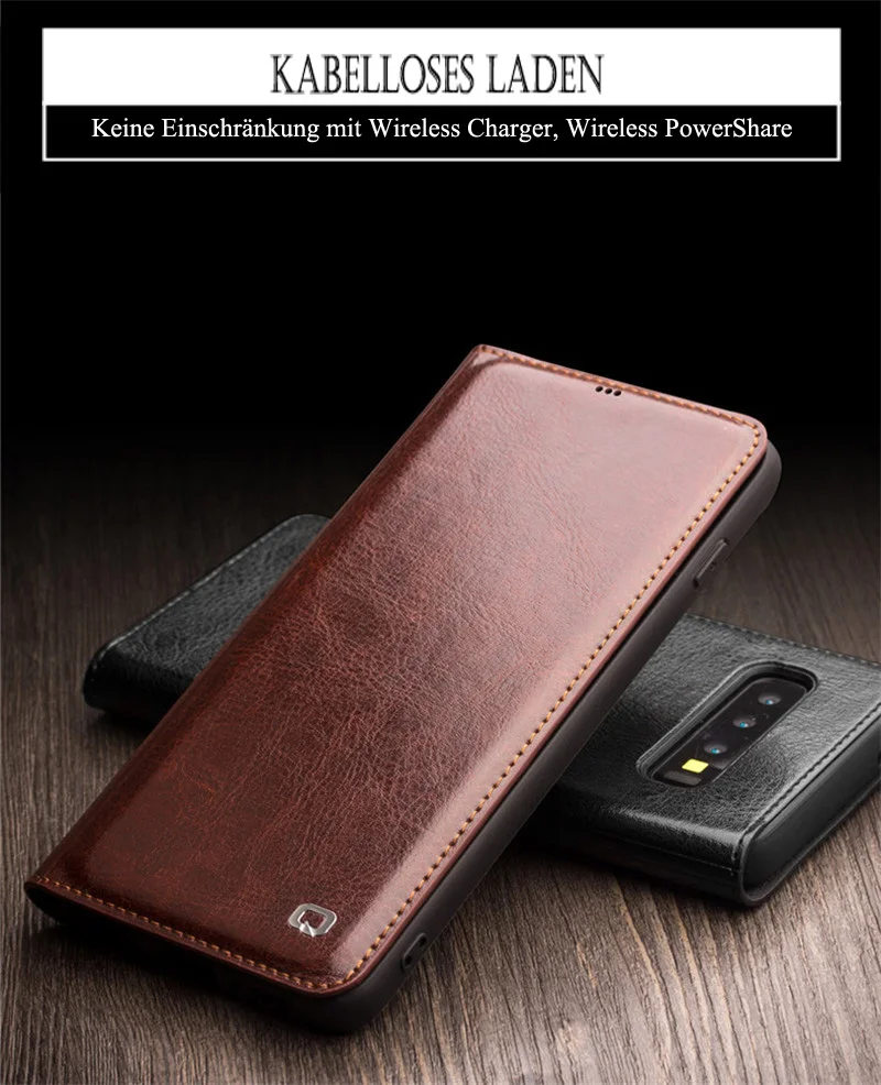 

Yidai-Silu Cowhide Book Case Slim Classic Handmade Genuine Leather Wallet Card Holder TPU Cover for Samsung Galaxy S10 Plus