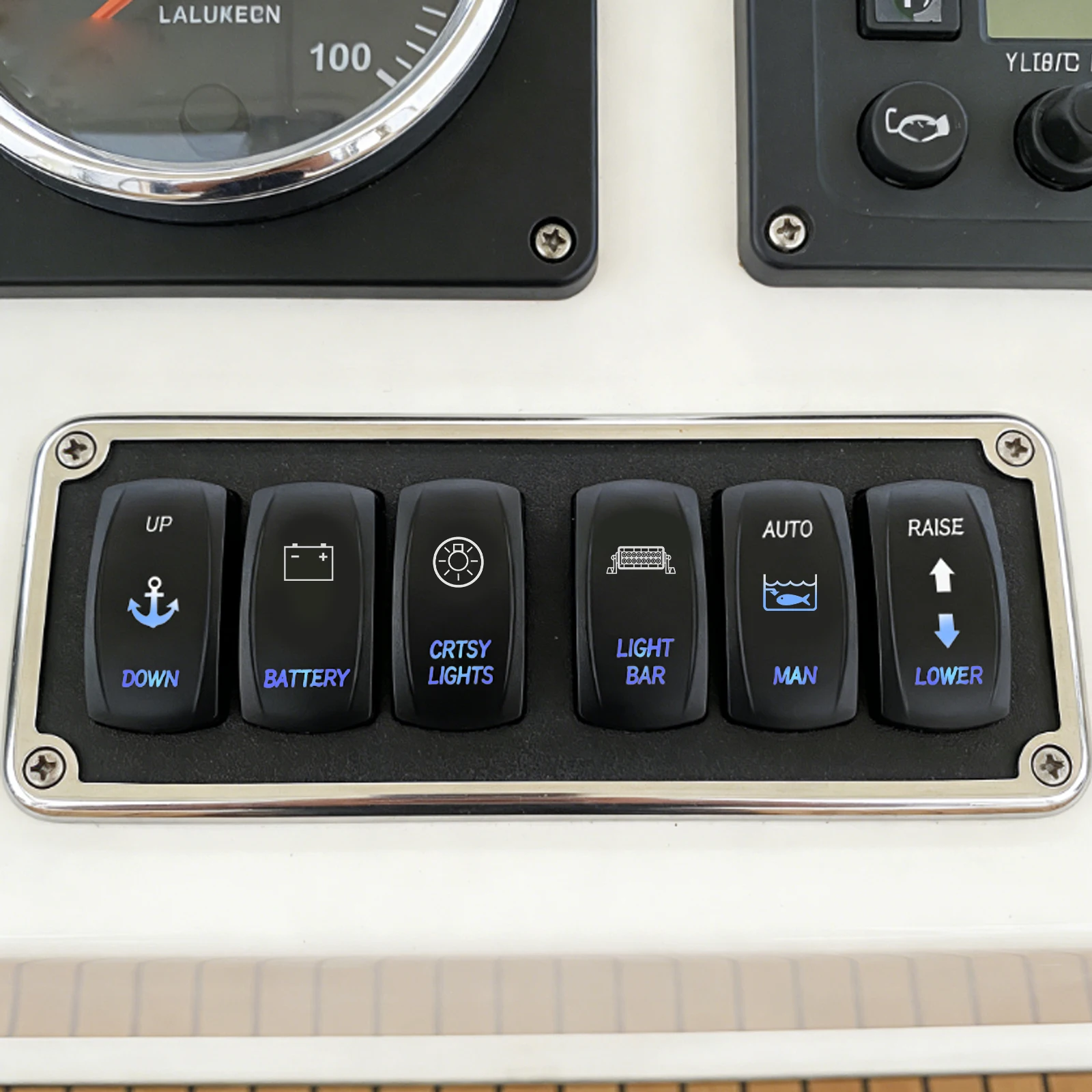 Marine Grade IP66 Rocker Switch ON-OFF / ON-OFF-ON Momentary Toggle 12-24V for Fishing Boat Trim Tabs Anchor Live Well System view 6