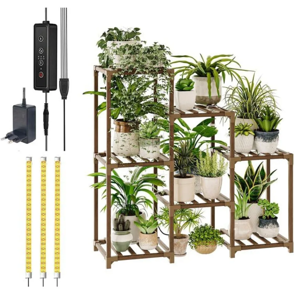 

Plant Stand with Grow Light Plant Shelf for Mutiple Pots 3 Tiers Ladder Plant Holder for Living Room Patio Boho Home Decor