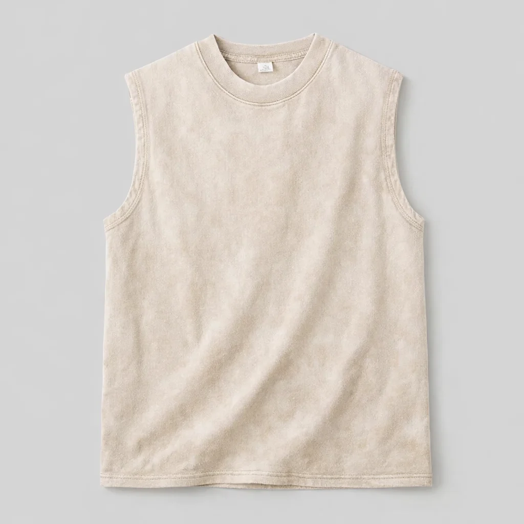 Summer Men Vintage Washed Tank Top 230G Cotton Sleeveless Distressed Loose High Street Casual Streetwear Gym Beach Workout Tee