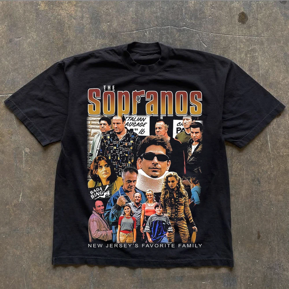 The Sopranos Classic TV Show Cotton T-shirt 2000s Graphic Print T-Shirt Summer Men Women Retro Television Merch Short Sleeve Top