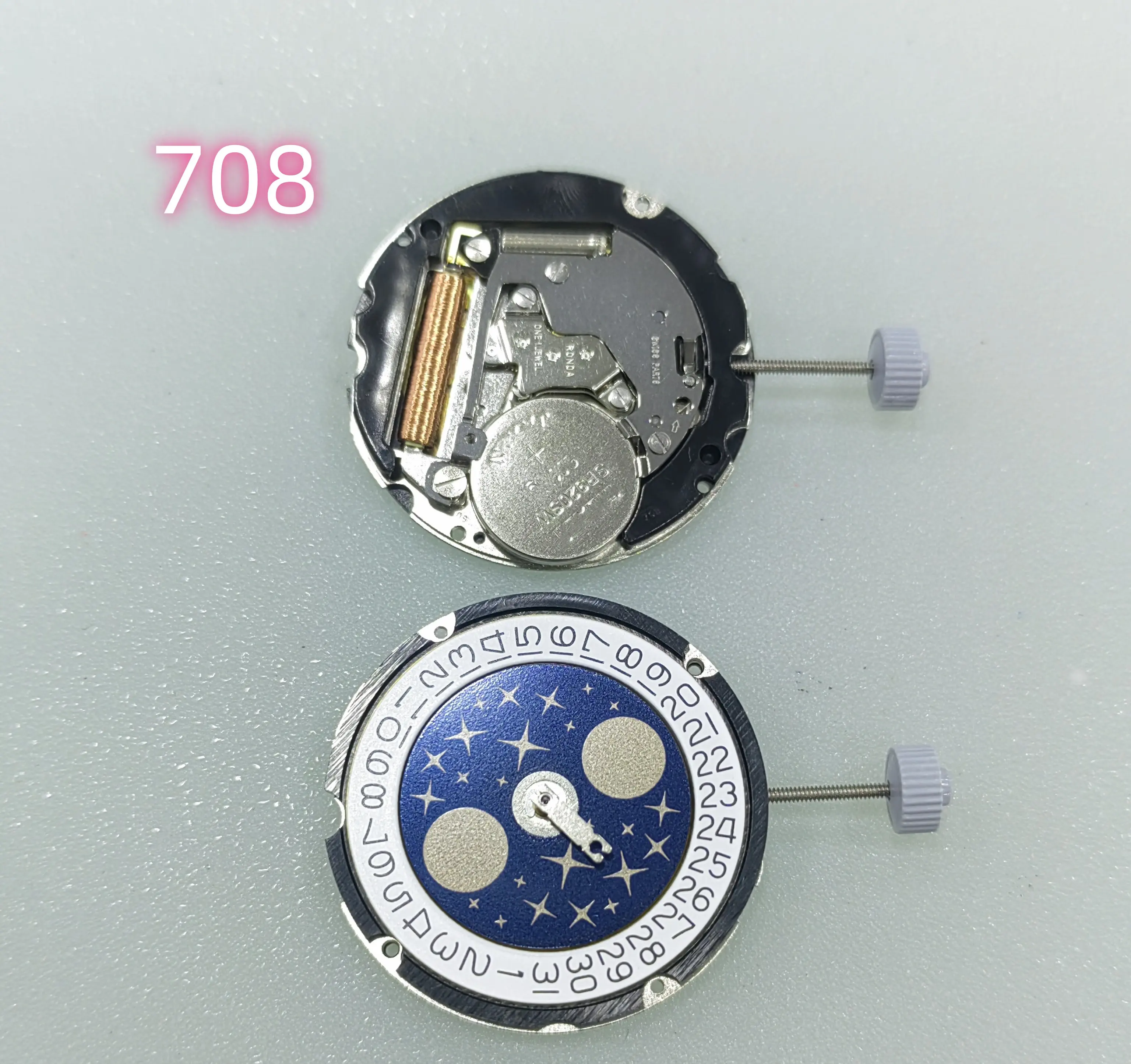 حركة كوارتز RONDA 708 سويسرية أصلية جديدة، ملحقات حركة ساعة تقويمية واحدة لمرحلة القمر السادسة