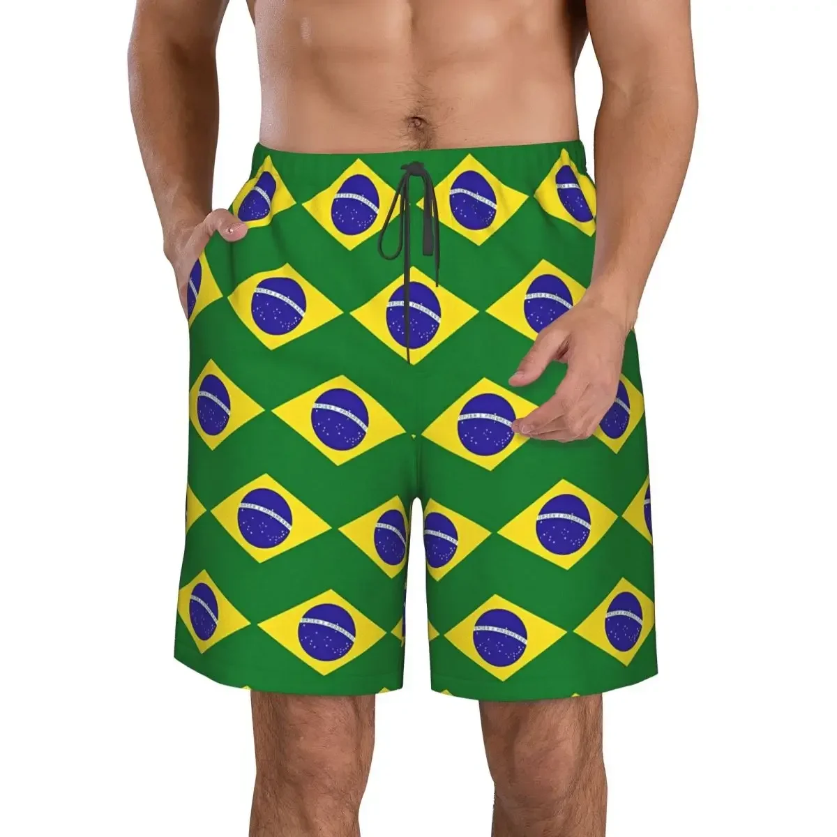 Brazilian Flag Brazil Trunks Beach Board Shorts Casual Quick Dry Swim Summer Men Pants
