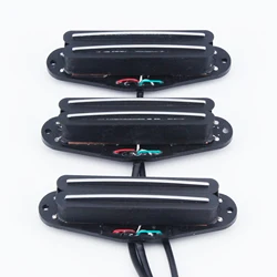 FLEOR 3PCS Black Guitar Hot Dual Rails Pickups Single Coil Sized Humbucker Ceramic For ST Electric Guitar Parts