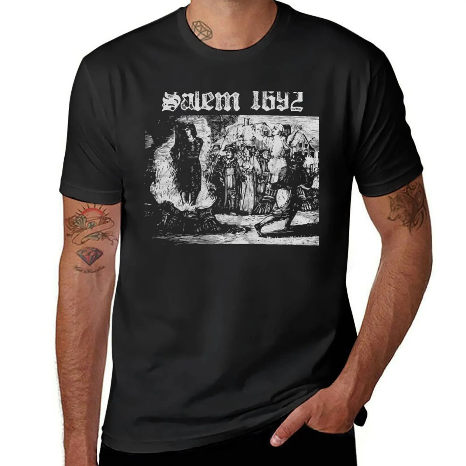 Salem 1692 Gothic Art Wiccan Believe Satanic Witchcraft Witch Pagan Witch Trials T-Shirt summer clothes mens tall t shirts