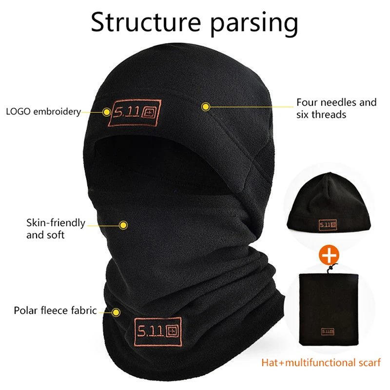 1pcs Winter Hat Men Women Scarf Full Cover Thermal Ski Face Mask Neck Head Warmer Sports Cycling Windproof Drawstring Bonnet Cap