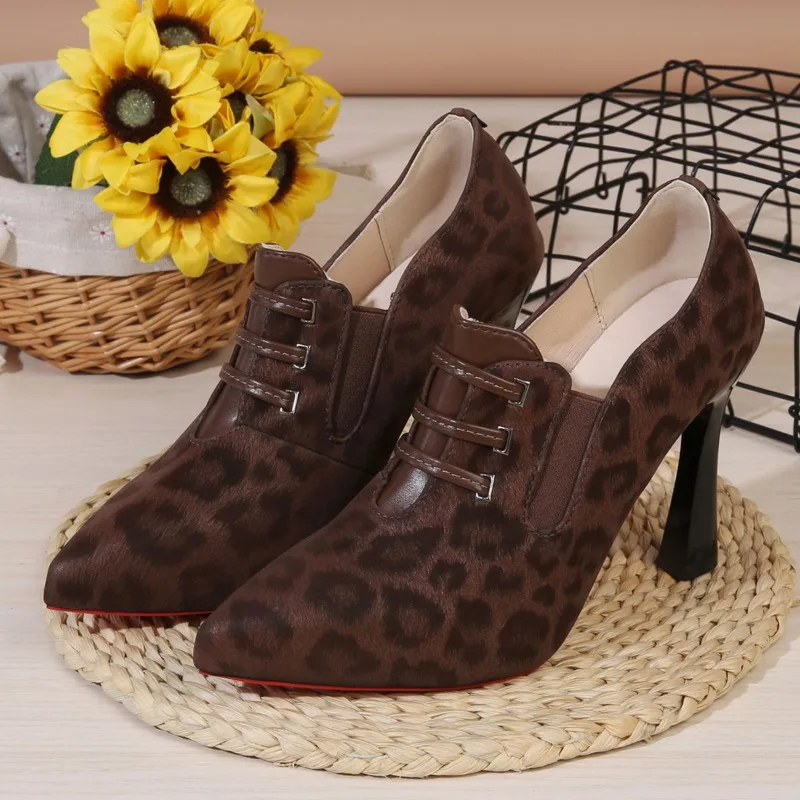 كعب الفهد موضة أشار تو سحاب جانبي عدم الانزلاق مقاومة للاهتراء كعب ستيليتو منخفض #4