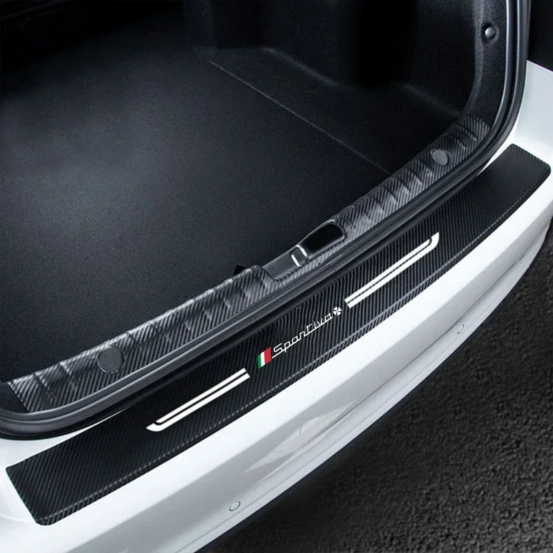 Car Door Threshold Sill Stickers Scuff Plate Decals for Alfa Romeo Sportiva Logo Trunk Bumper Strip Carbon Fiber Accessories