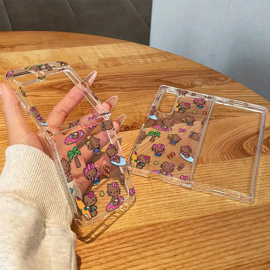Case for Samsung Galaxy Z Fold 8 Ultra Z Flip 6 5 4 3 Z Fold 7 6 5 4 3 ZFold8Ultra Transparent Soft Phone Cover Sanrio Hello