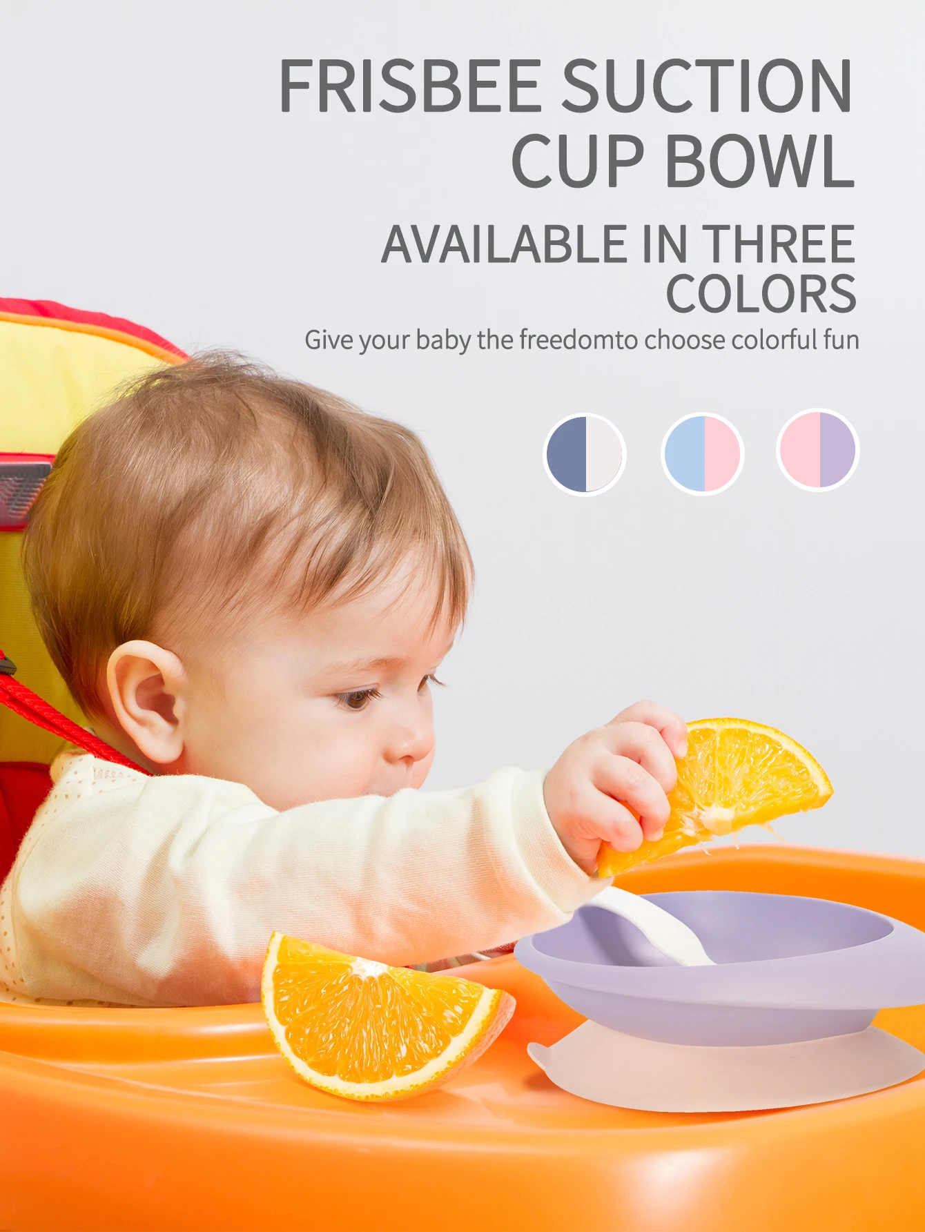 1-delige babytrainingskom, zuigkom voor babyvoeding met lepel, draagbare antislip siliconen zuigplaat voor peuters