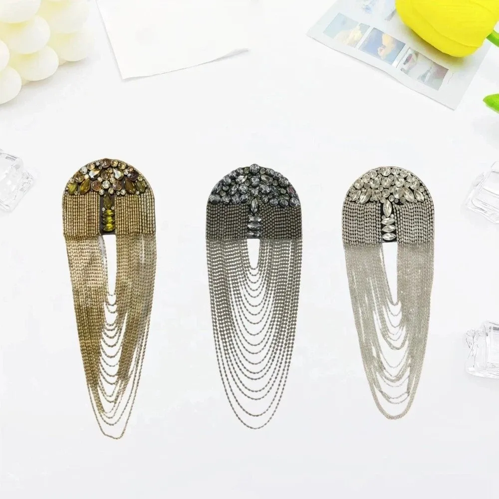 Alloy Tassel Epaulettes Decorative Rhinestone Shoulder Board Lightweight Reinforced Stitching Shoulder Mark Theatrical Cosplay