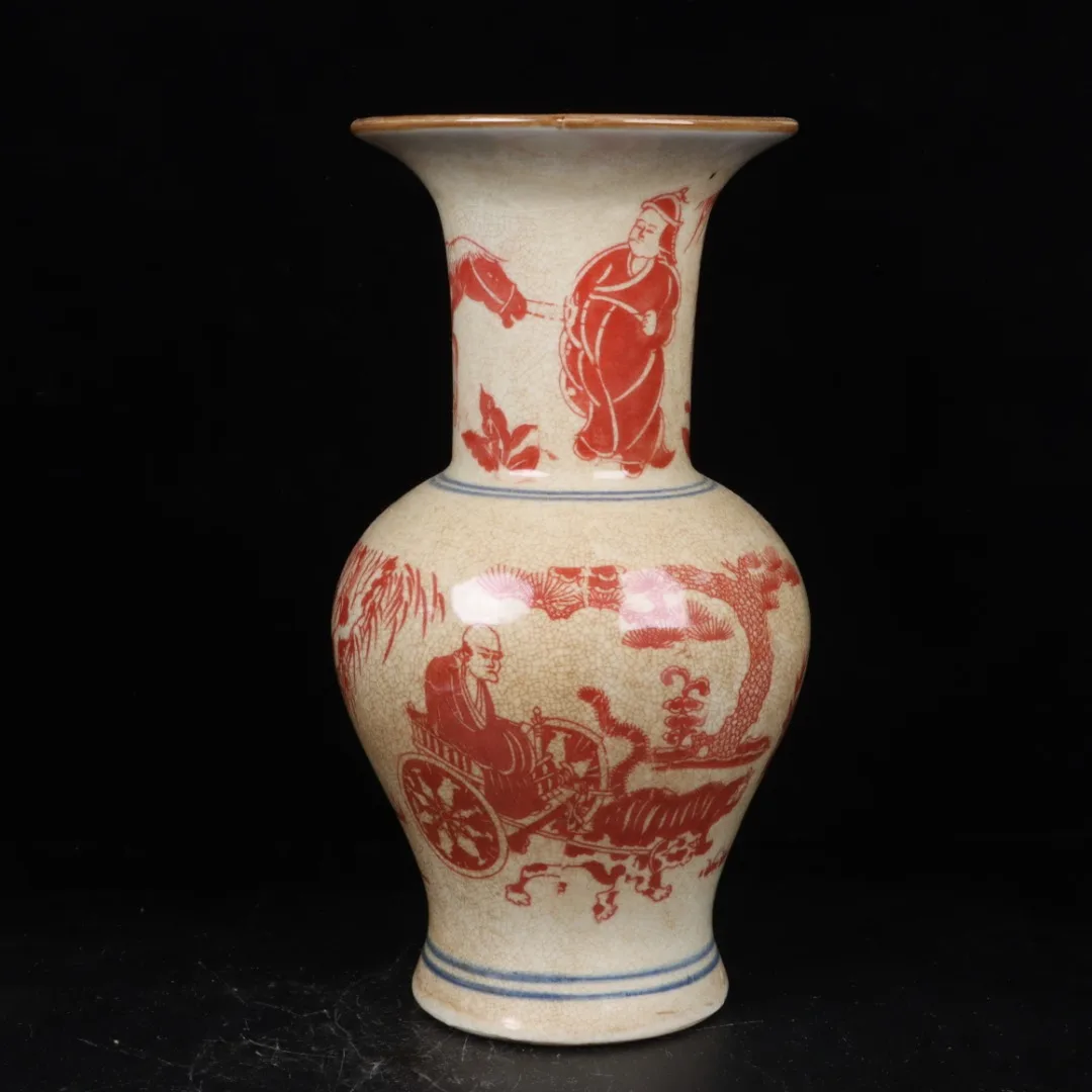 Jingdezhen underglaze Red Ghost Valley downhill pattern flower goblet antique porcelain decoration