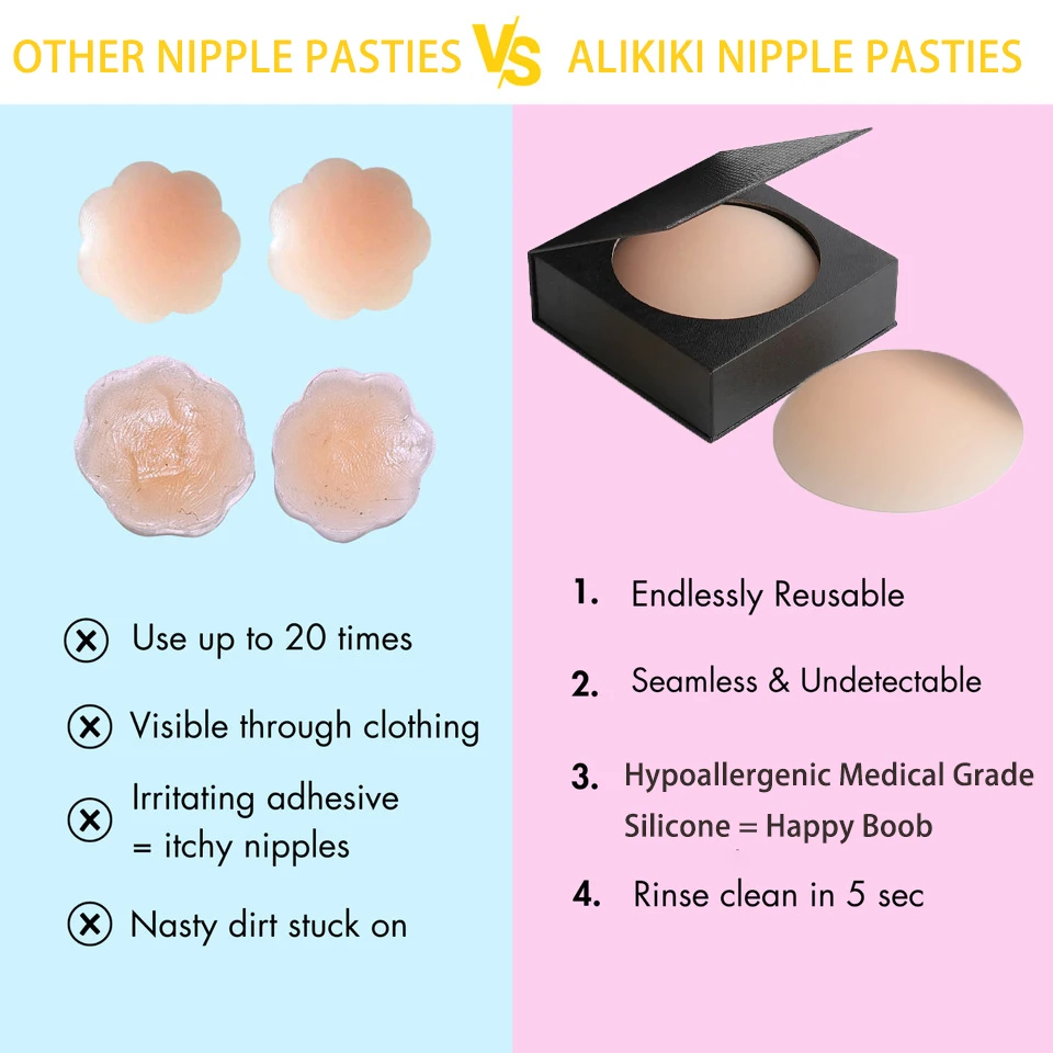 No Show Nipple Covers Reusable Adhesive Silicone Nipple Pasties Sticky Breast Petals Stick On Bra For Small Large Breast