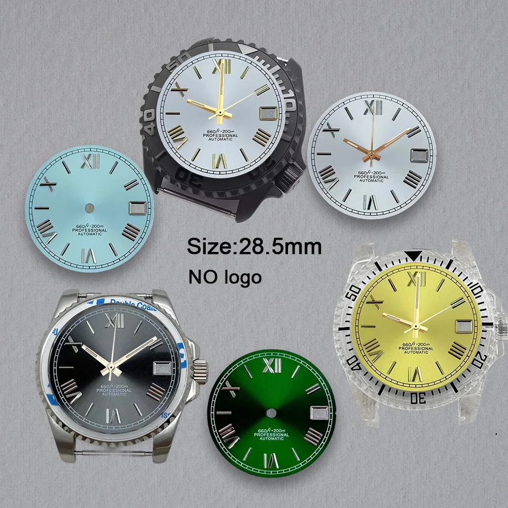 No Logo Blank Roman Numerals Dial 28.5mm Dial For NH35 Movement Custom Logo Watch Dials Hands Accessories Repair Tools