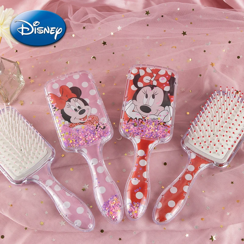 New Disney Minnie Mickey Air Cushion Combs Star Sequin Funny 3D Massage Hair Brush Haircare Hairdressing Tool Children Girl Gift