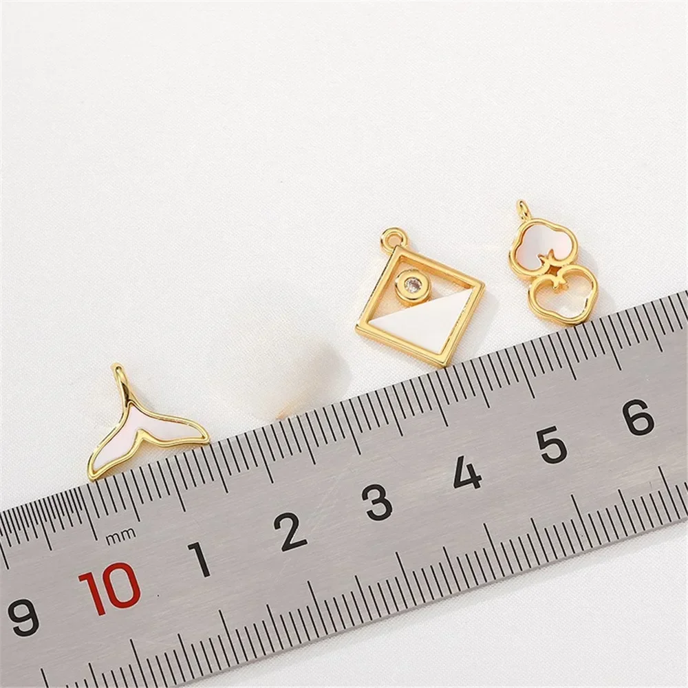 18K Gold Inlaid Zircon Natural White Shell Butterfly Fish Tail Pendant Handcrafted DIY Bracelet Necklace Collarbone Chain Pendan
