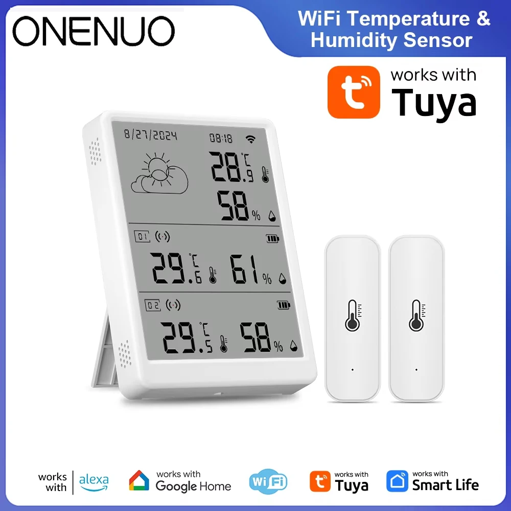 

Tuya WiFi Smart Thermohygrometer Kit Temperature Sensor Wi-Fi Gateway and 433mhz Thermohygrometer with App Alert and 433MHz T&H