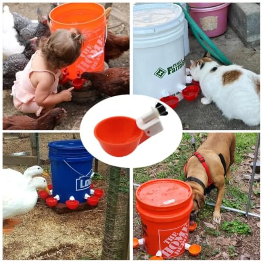 【Spot goods】Chicken Waterer Cups 24 Pack Poultry Water Feeder with Drill Large Poultry Waterer Automatic Waterer for Chicken Co view 5