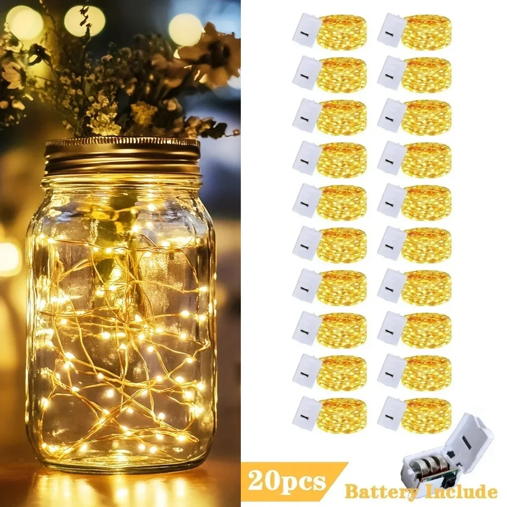 20 pezzi 3 modalità LED fata filo di rame luce della stringa con batteria matrimonio ghirlanda di Natale lampada per la decorazione domestica delle feste