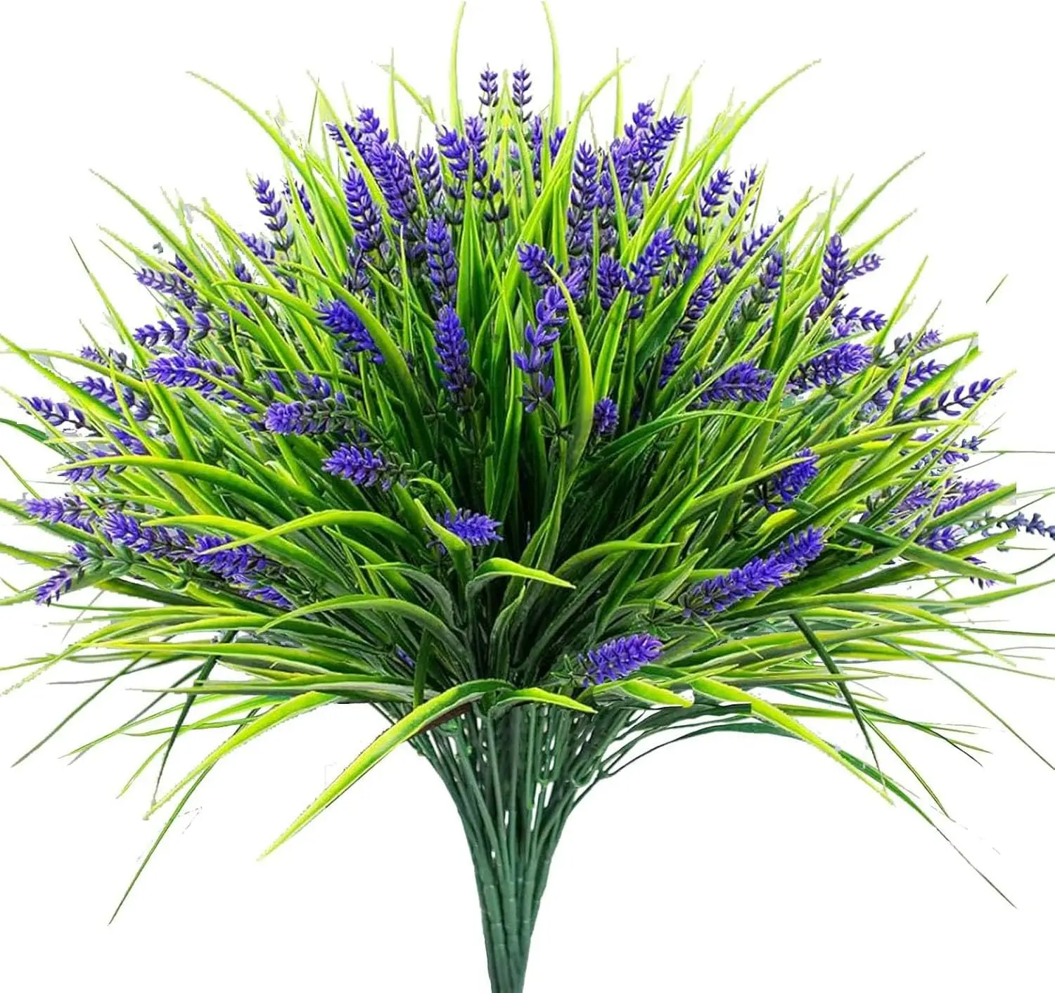 

Artificial Plants Outdoor, 12 Pcs Fake Monkey Grass with Flowers for Pot, UV Resistant Lavender Artificial Plastic Fake Faux Flo