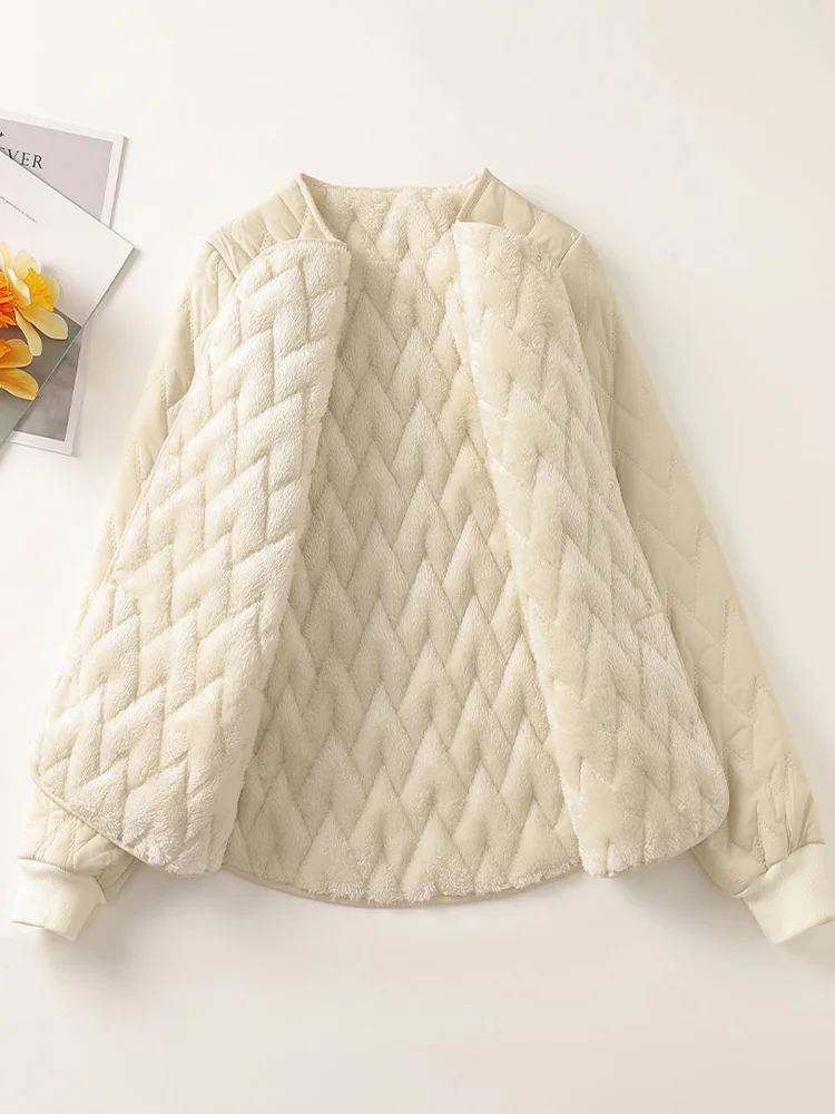 

Thiened Fce Lined Cotton Jaet for Women Doctor And Nurse Workwear Warm down Cotton Coat ort Sle Long Sve round ...