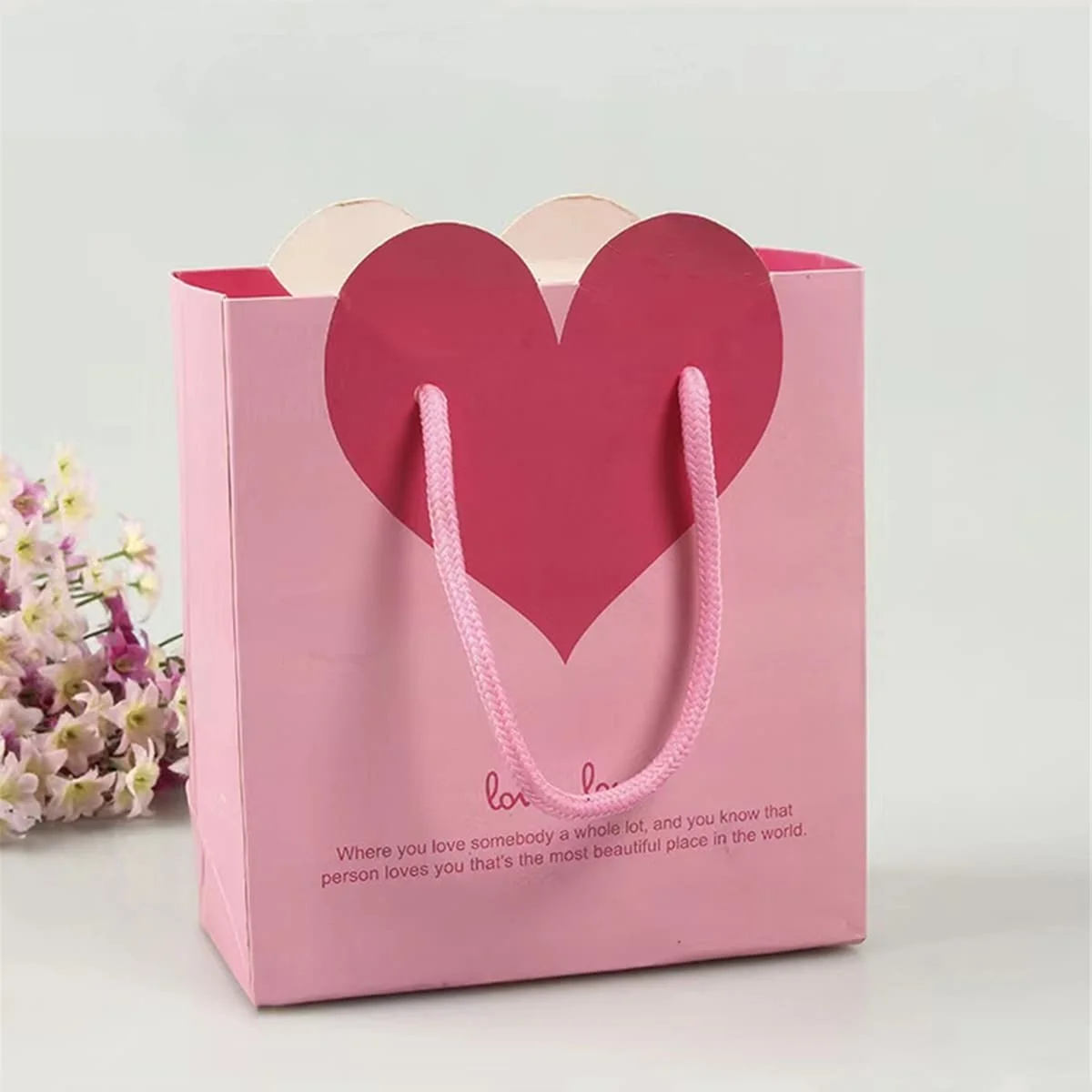 

10Pcs Valentine's Day Paper Gift Bags with Handle, Exchange Gift Wrapping Valentines Gift Bags Party Favors