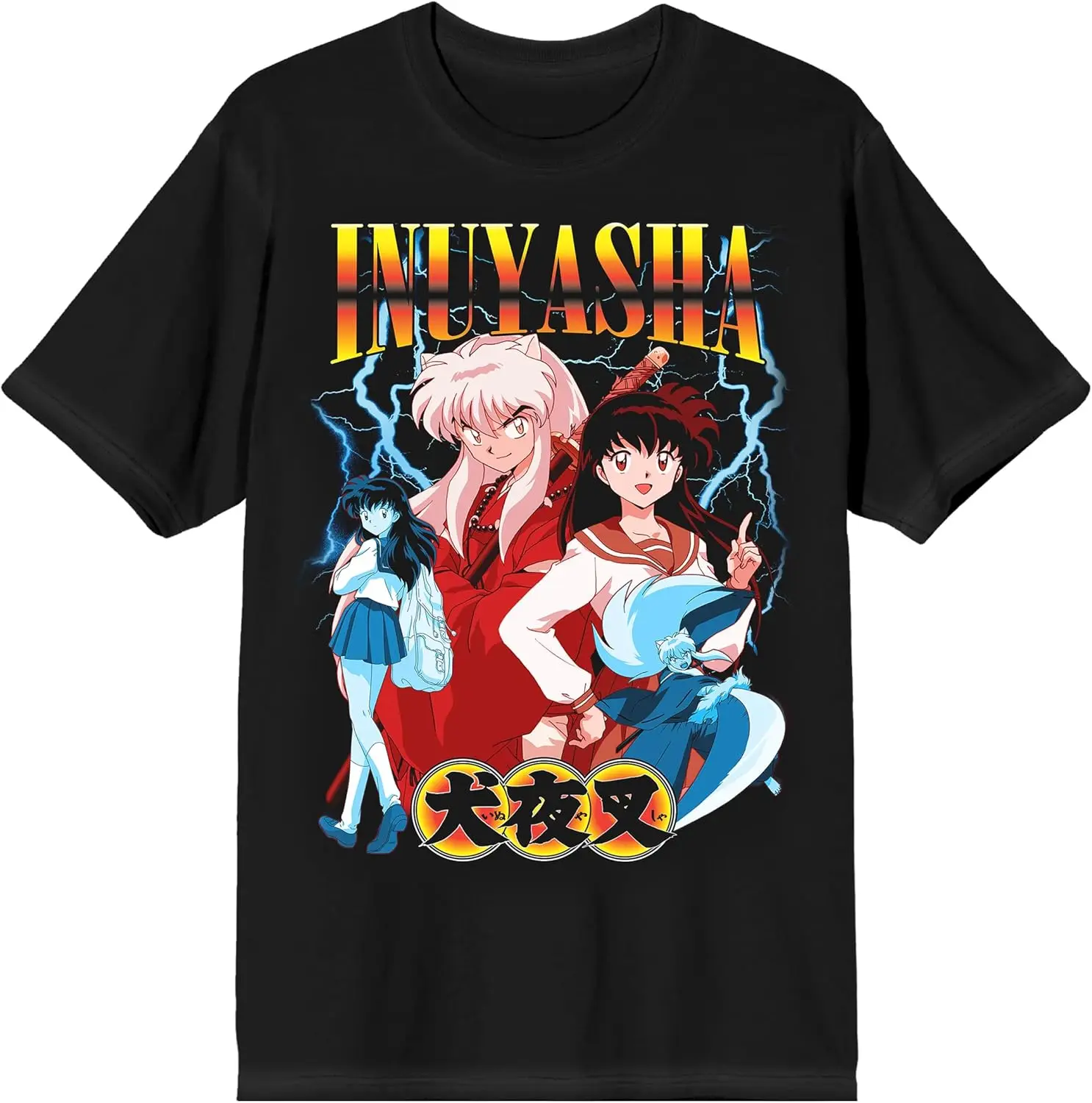 

Bioworld Inuyasha Kagome & Inuyasha Crew Neck Short Sleeve Black Men's T-shirt